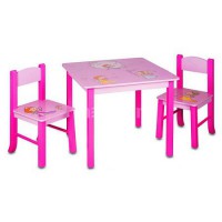 Стол детский +2 стула Бюрократ KidSet-01/PRINC (столешница МДФ розовый) - u-office.su